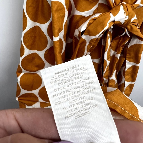 Boden Tori Midi Dress 10 Polka Dot V-Neck Tie Waist Cotton Lined Ivory Yellow - Picture 12 of 12